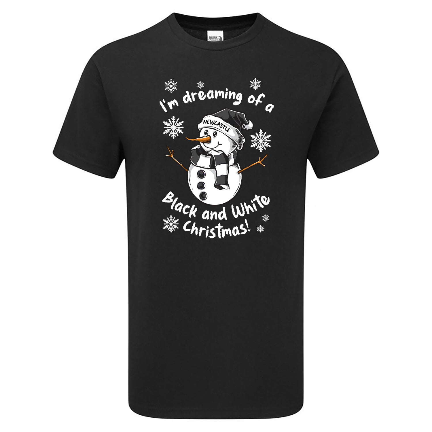 Newcastle Black & White Christmas Snowman Men's Tshirt