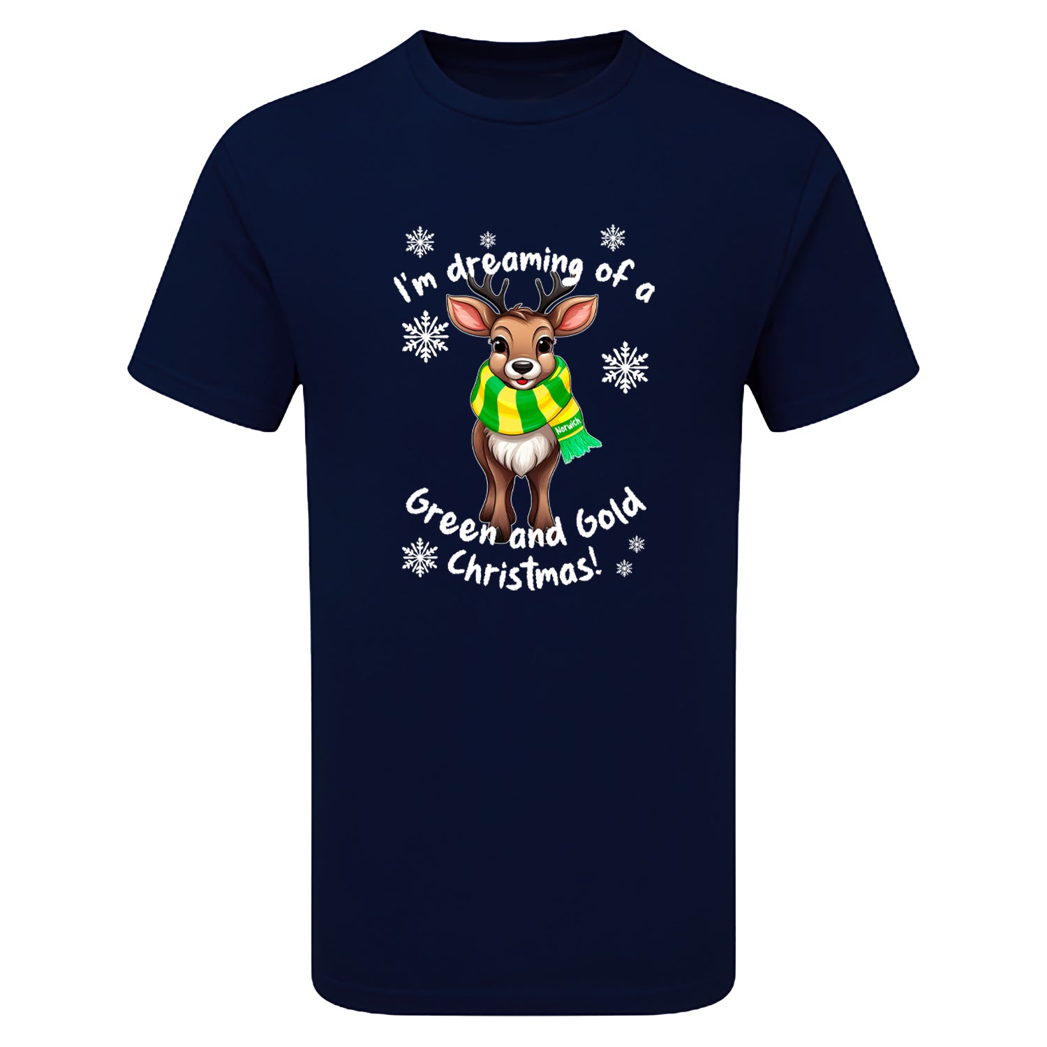 Norwich Green & Gold Christmas Reindeer Children's Tshirt
