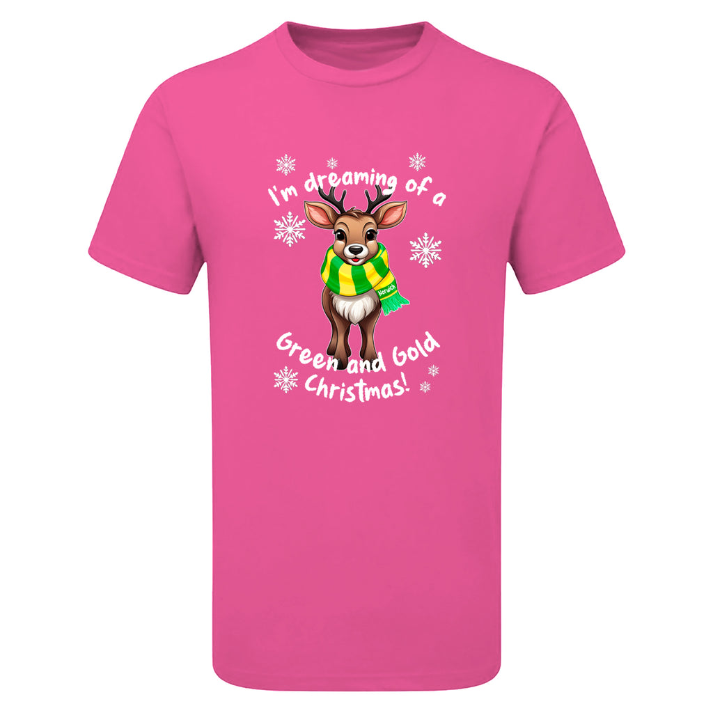 Norwich Green & Gold Christmas Reindeer Children's Tshirt