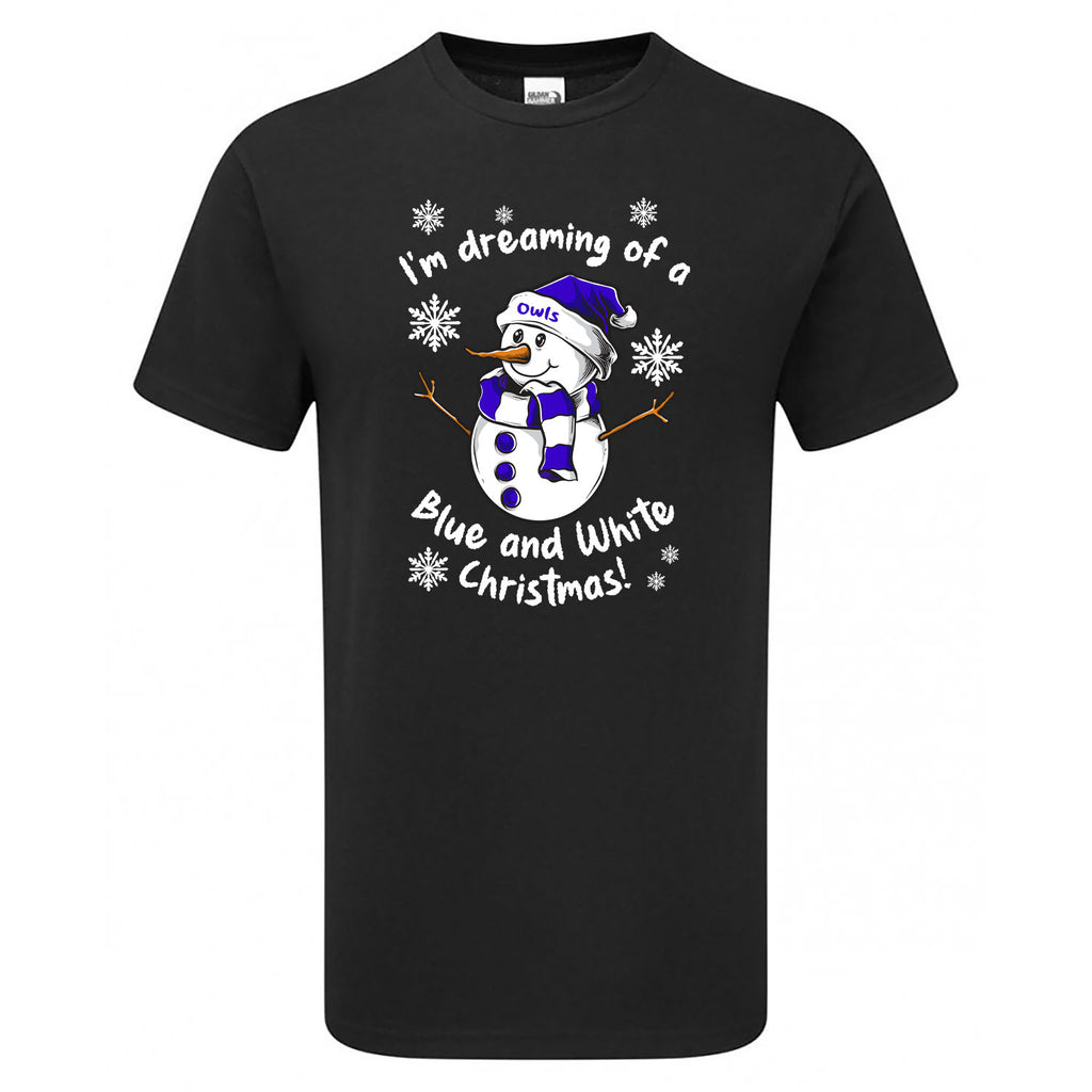 Owls Blue & White Christmas Snowman Children's Tshirt