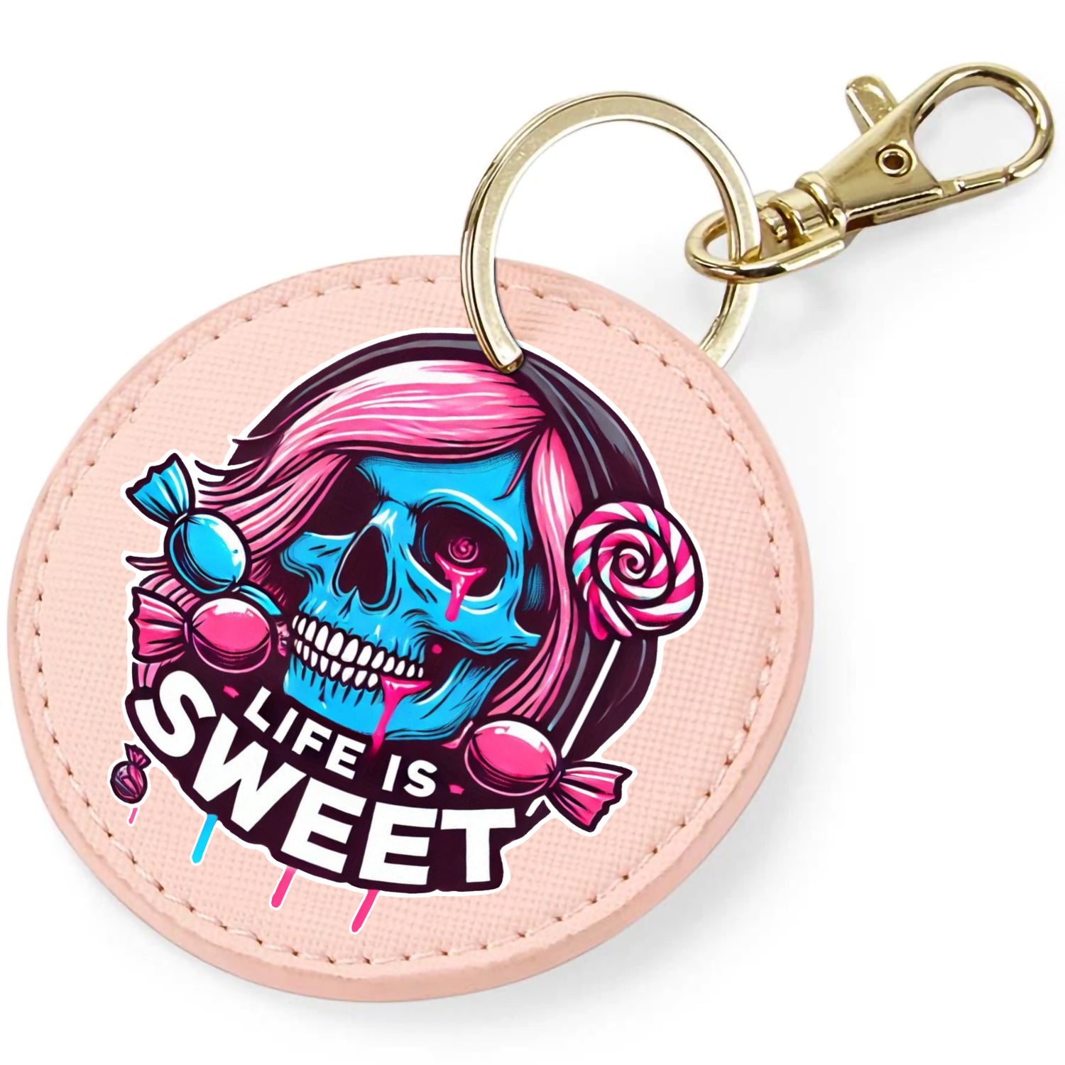 Candy Cabs Life Is Sweet 'Skull' (Long Hair) Keyring Bag Charm