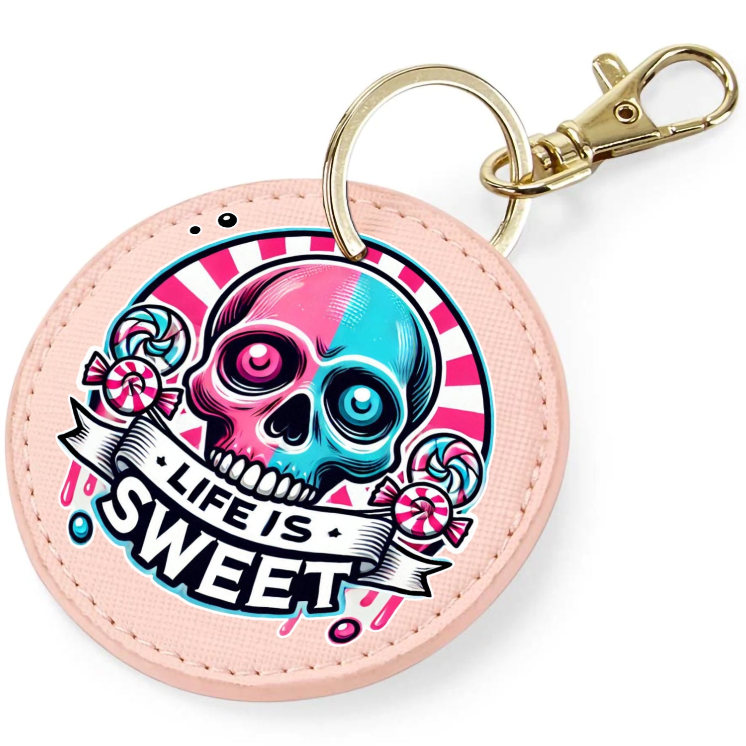 Candy Cabs Life Is Sweet 'Skull' (Stripes) Keyring Bag Charm