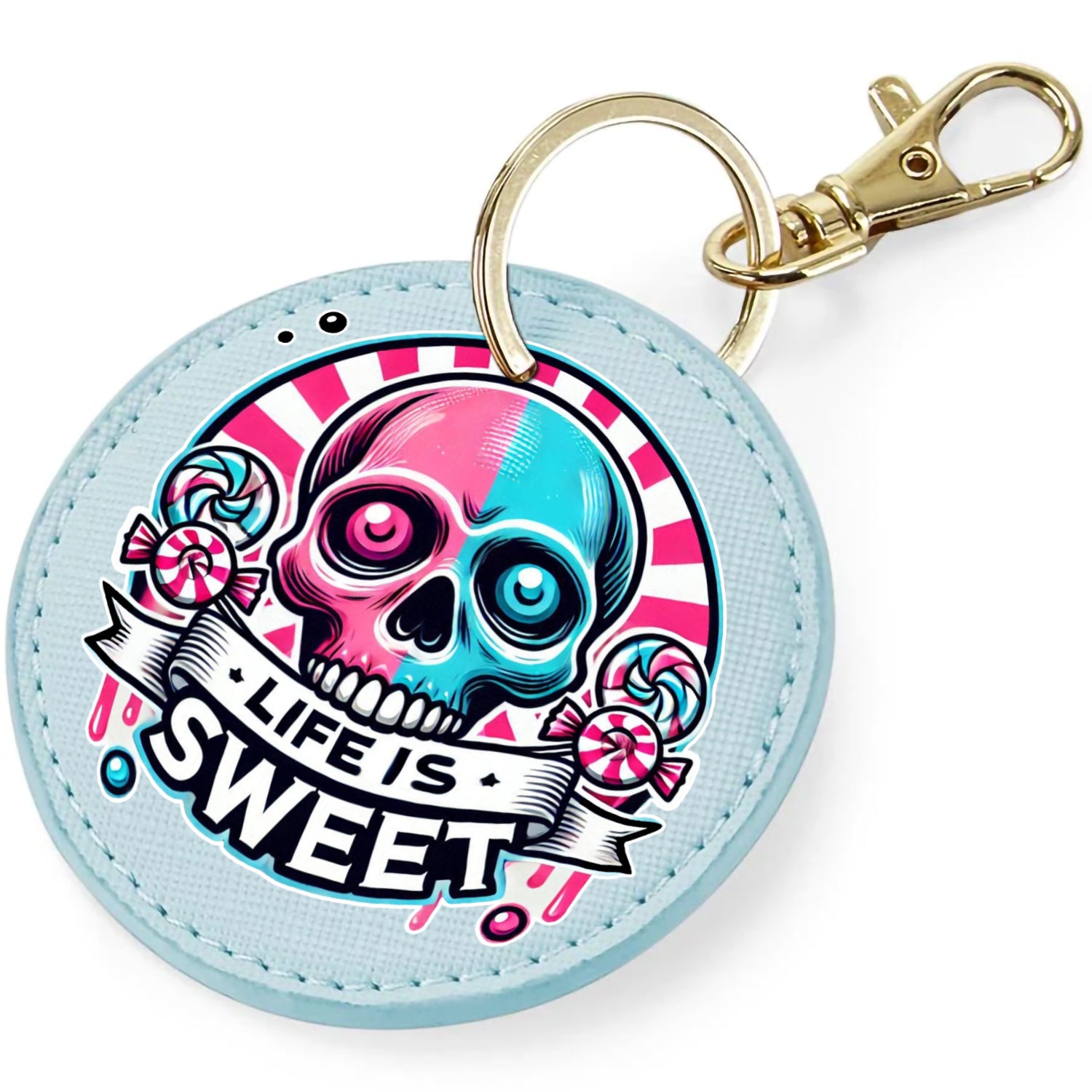 Candy Cabs Life Is Sweet 'Skull' (Stripes) Keyring Bag Charm