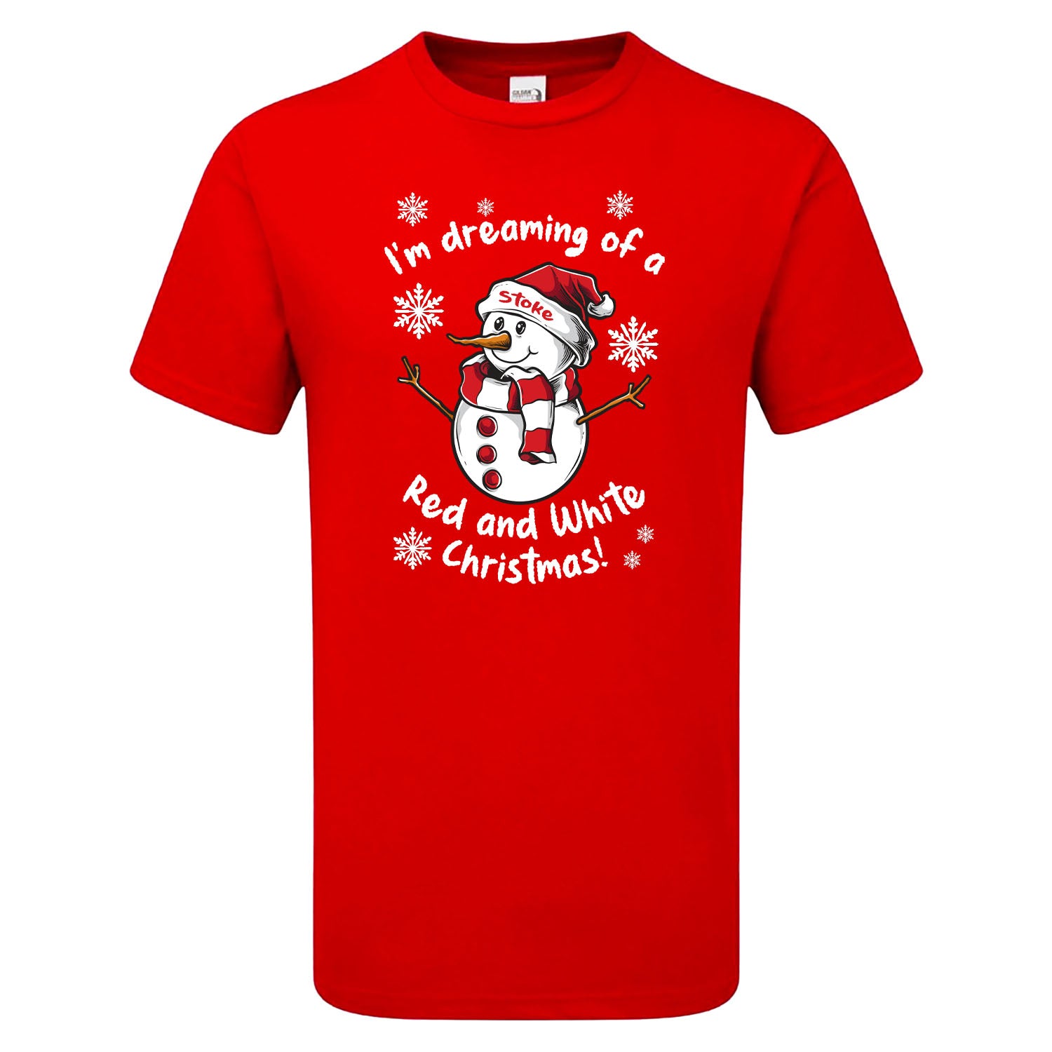 Stoke Red & White Christmas Snowman Children's Tshirt