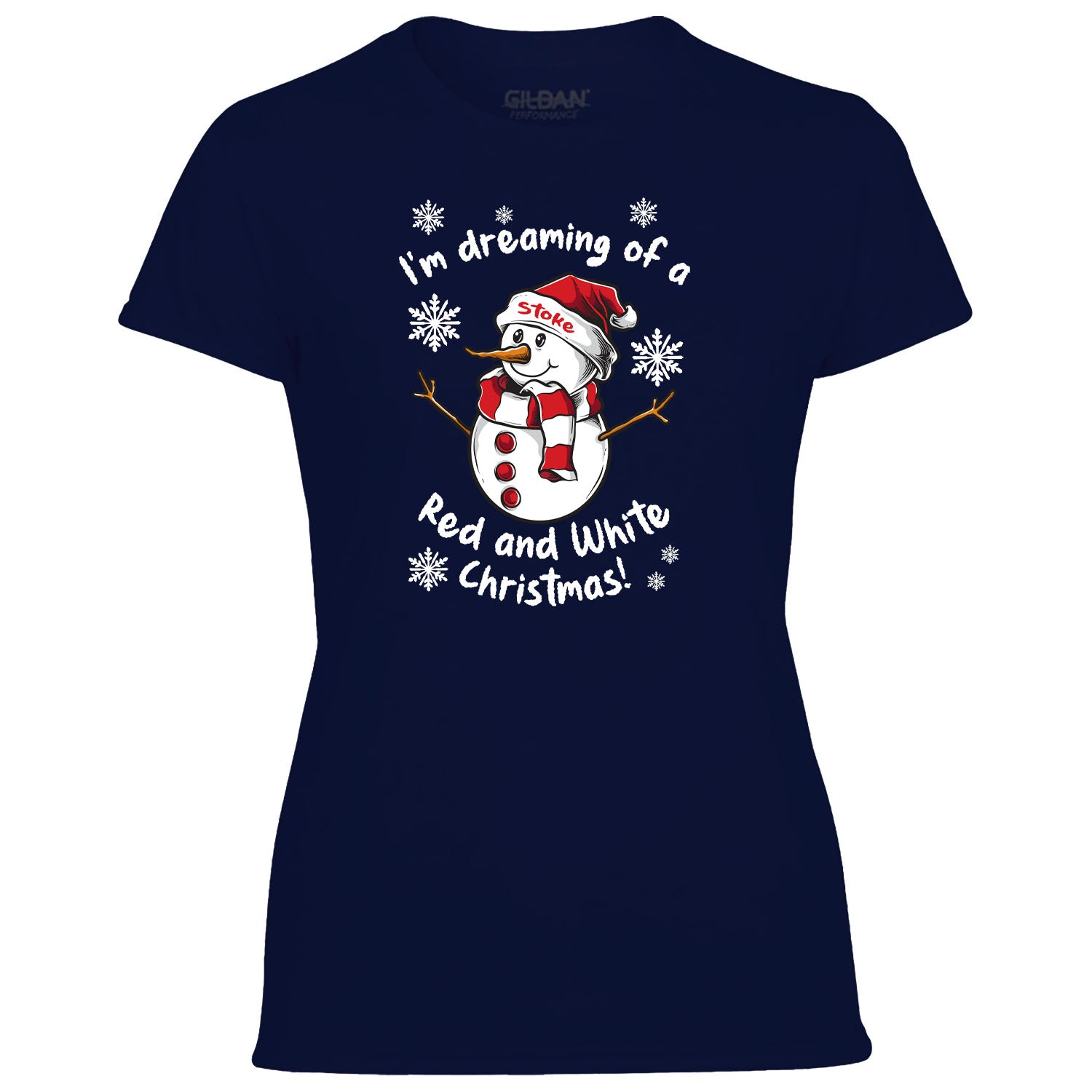 Stoke Red & White Christmas Snowman Women's Tshirt