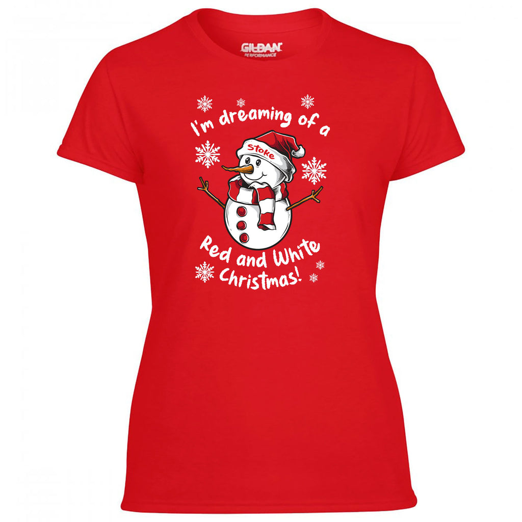 Stoke Red & White Christmas Snowman Women's Tshirt