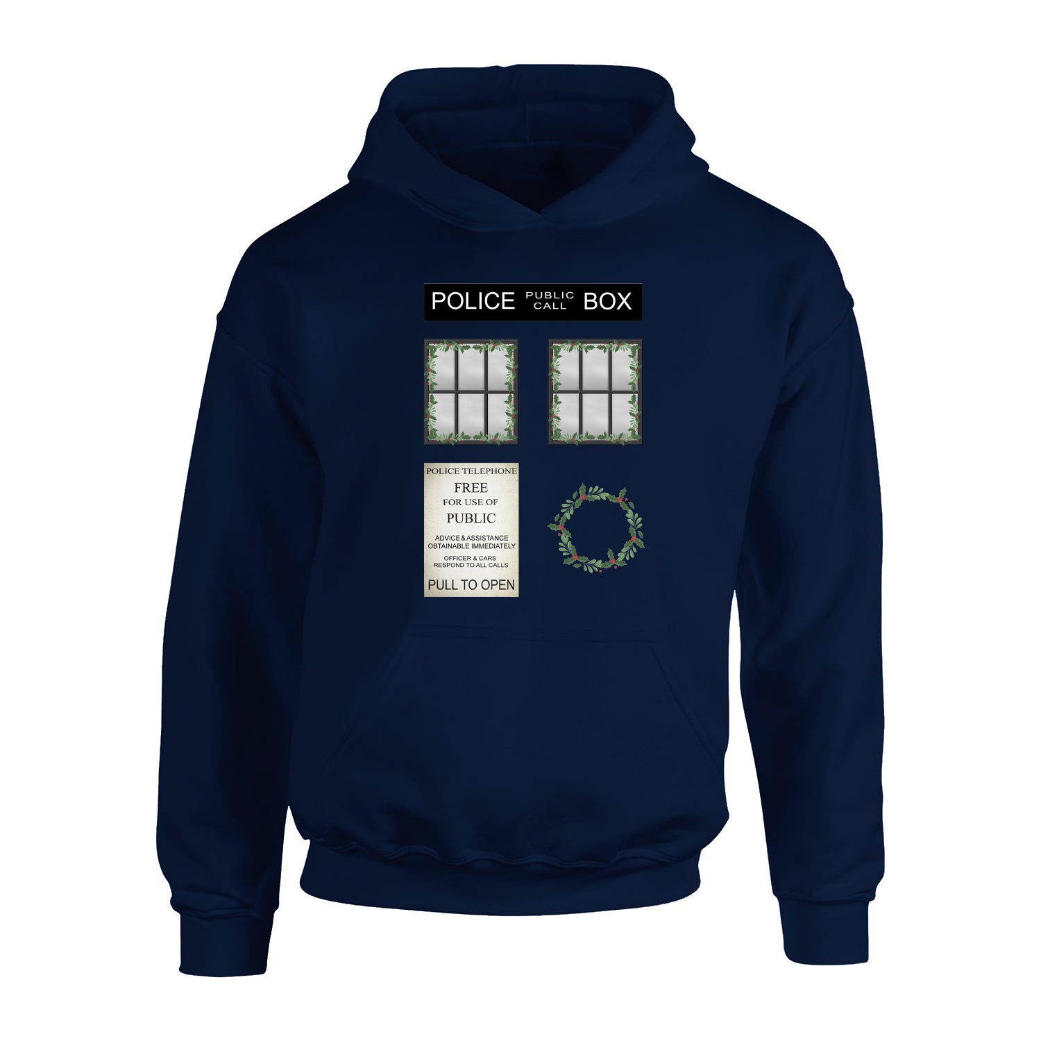 Christmas Wreath Police Box Children's Hoodie