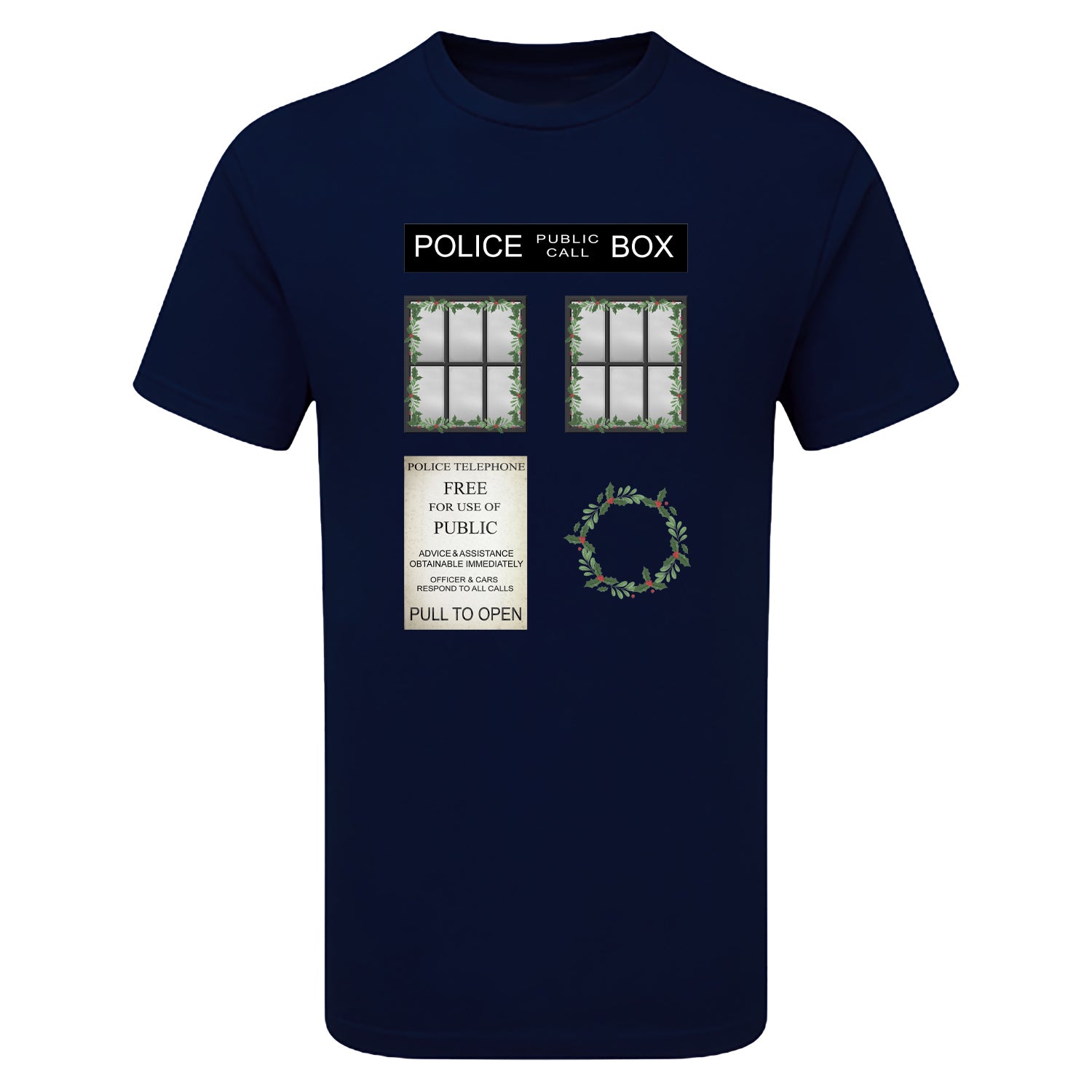 Christmas Wreath Police Box Children's Tshirt