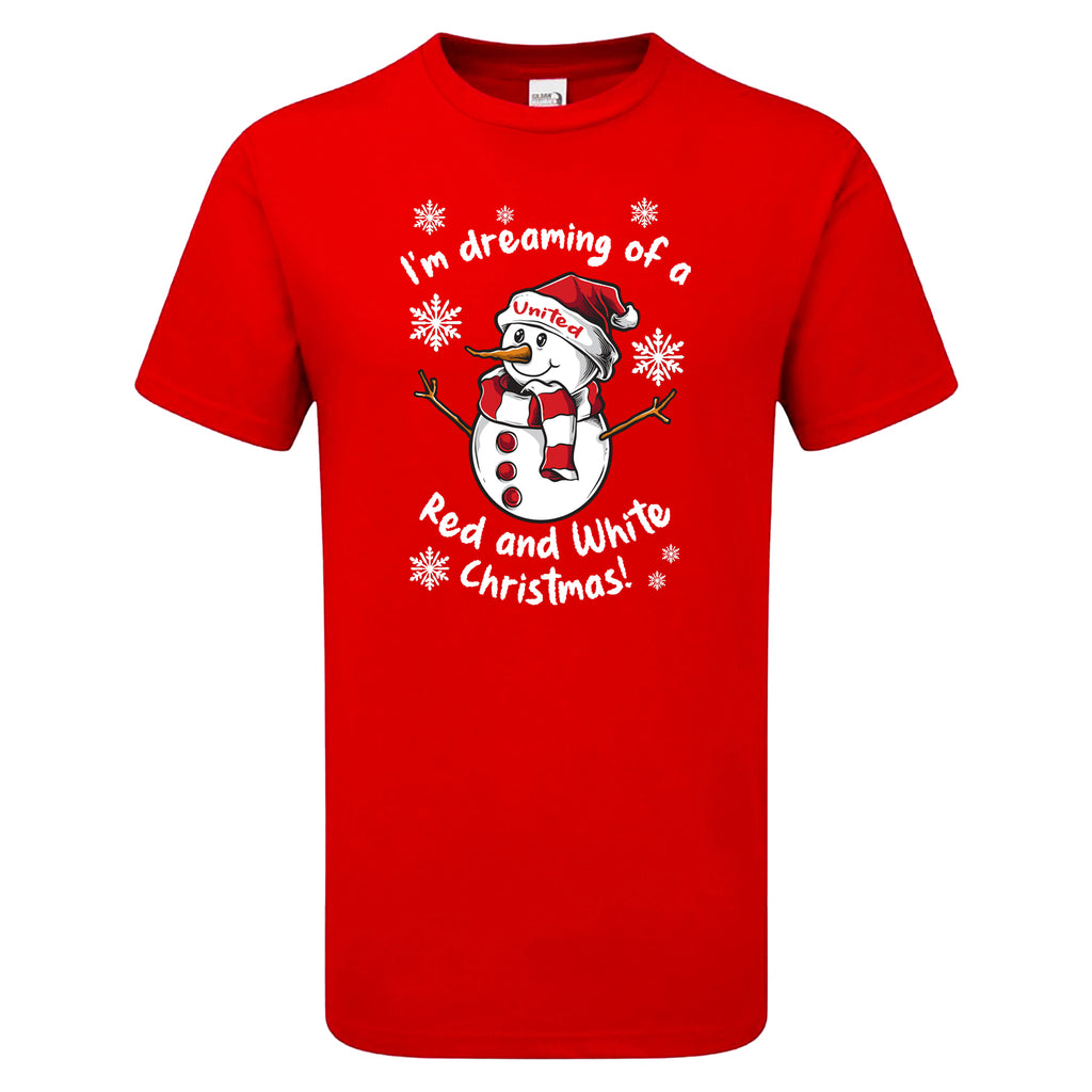 United Red & White Christmas Snowman Men's Tshirt