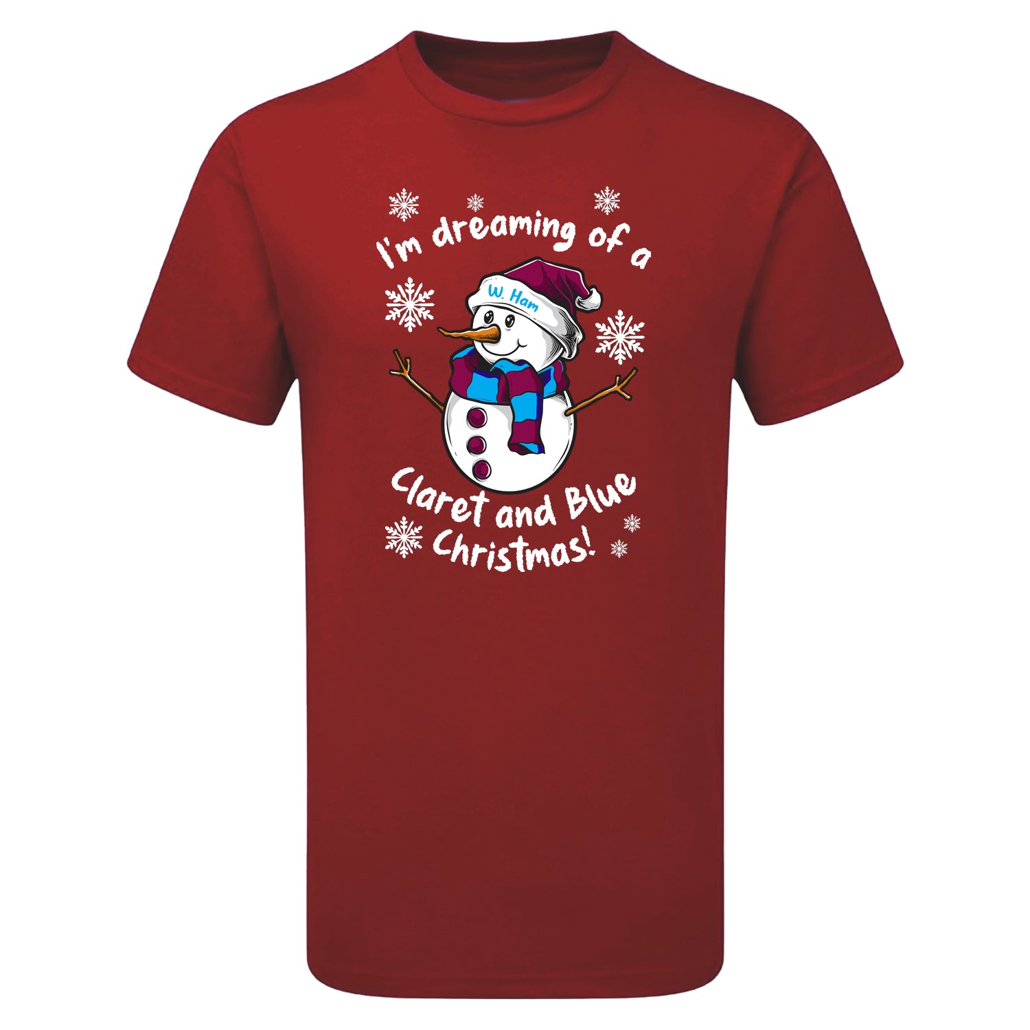 W. Ham Claret & Blue Christmas Snowman Children's Tshirt