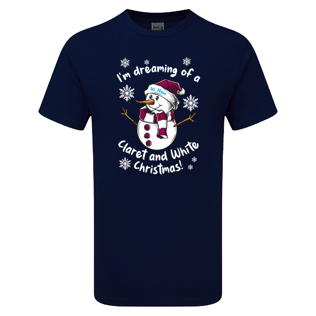 W. Ham Claret & Blue Christmas Snowman Children's Tshirt
