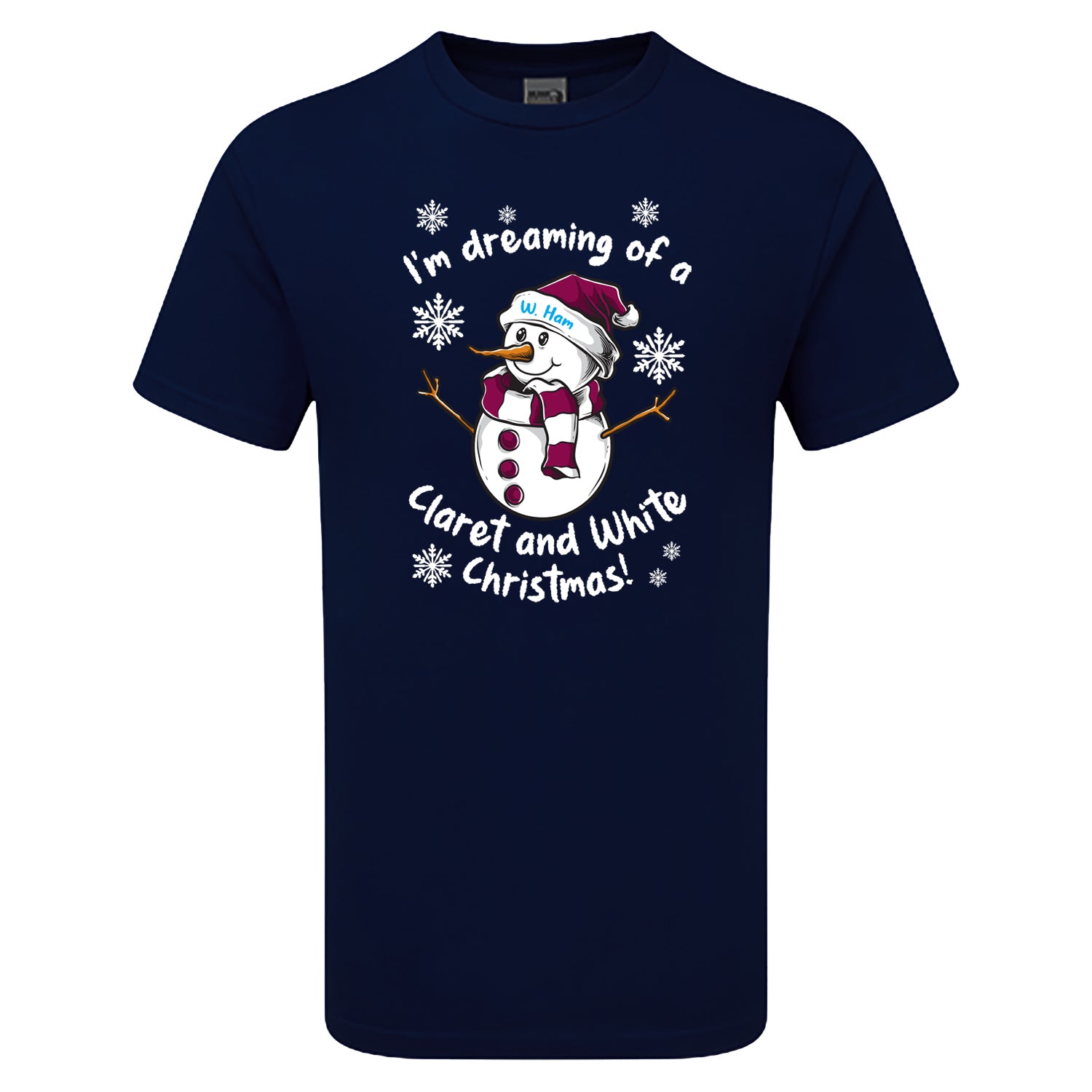W. Ham Claret & Blue Christmas Snowman Children's Tshirt