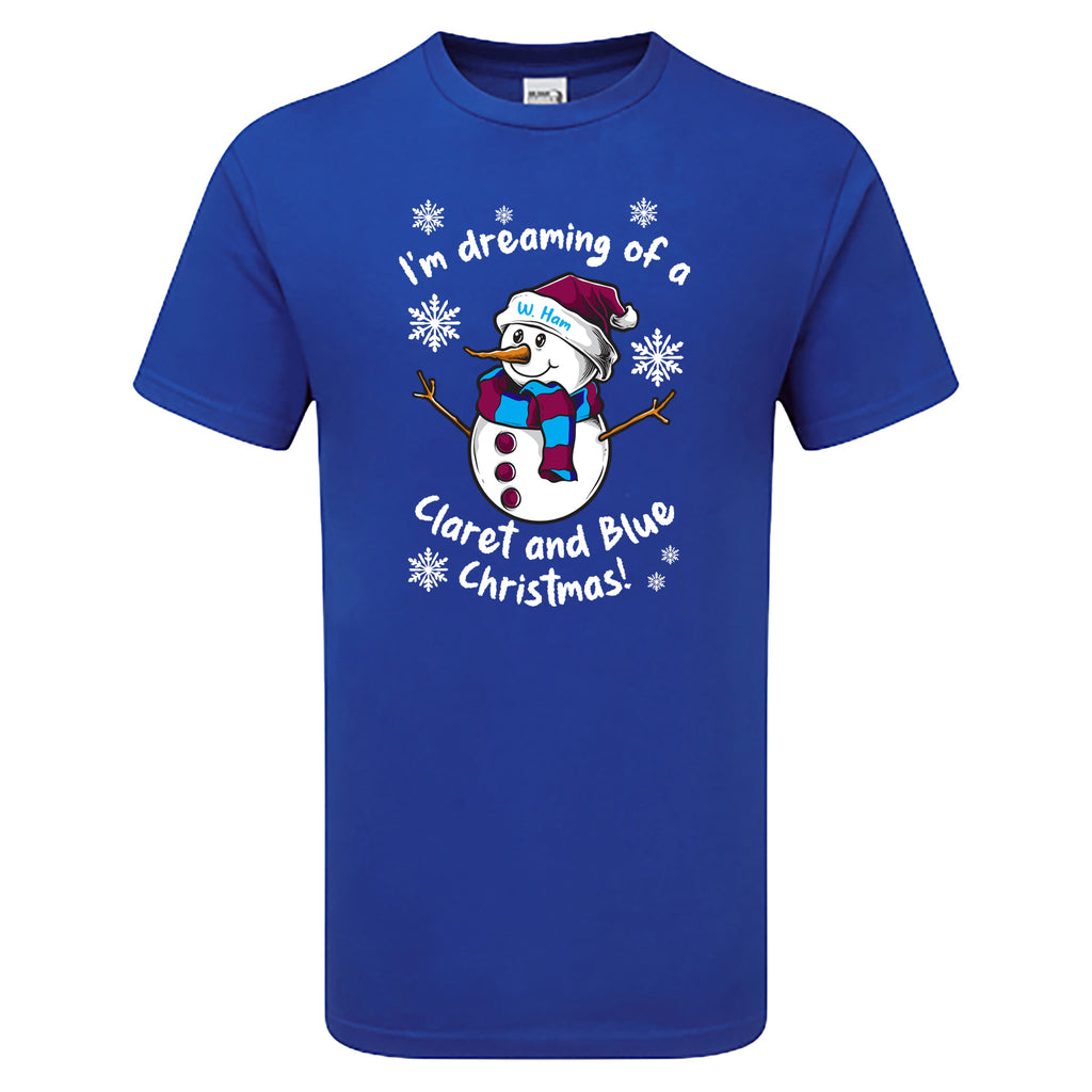 W. Ham Claret & Blue Christmas Snowman Children's Tshirt