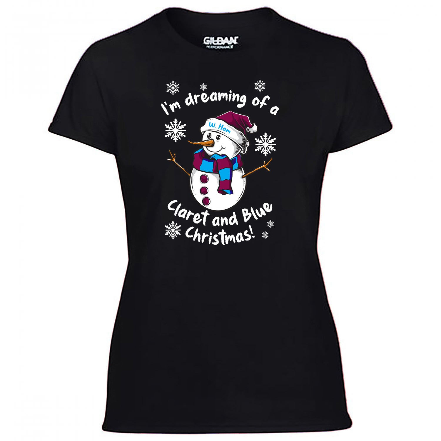 W. Ham Claret & Blue Christmas Snowman Women's Tshirt