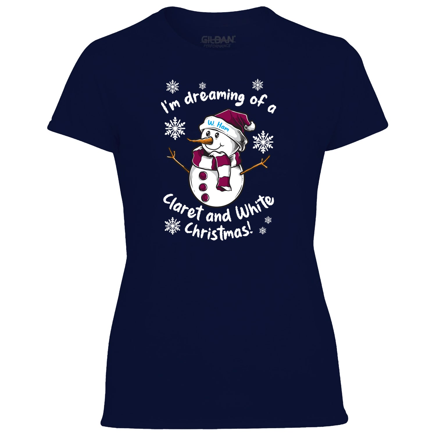 W. Ham Claret & Blue Christmas Snowman Women's Tshirt
