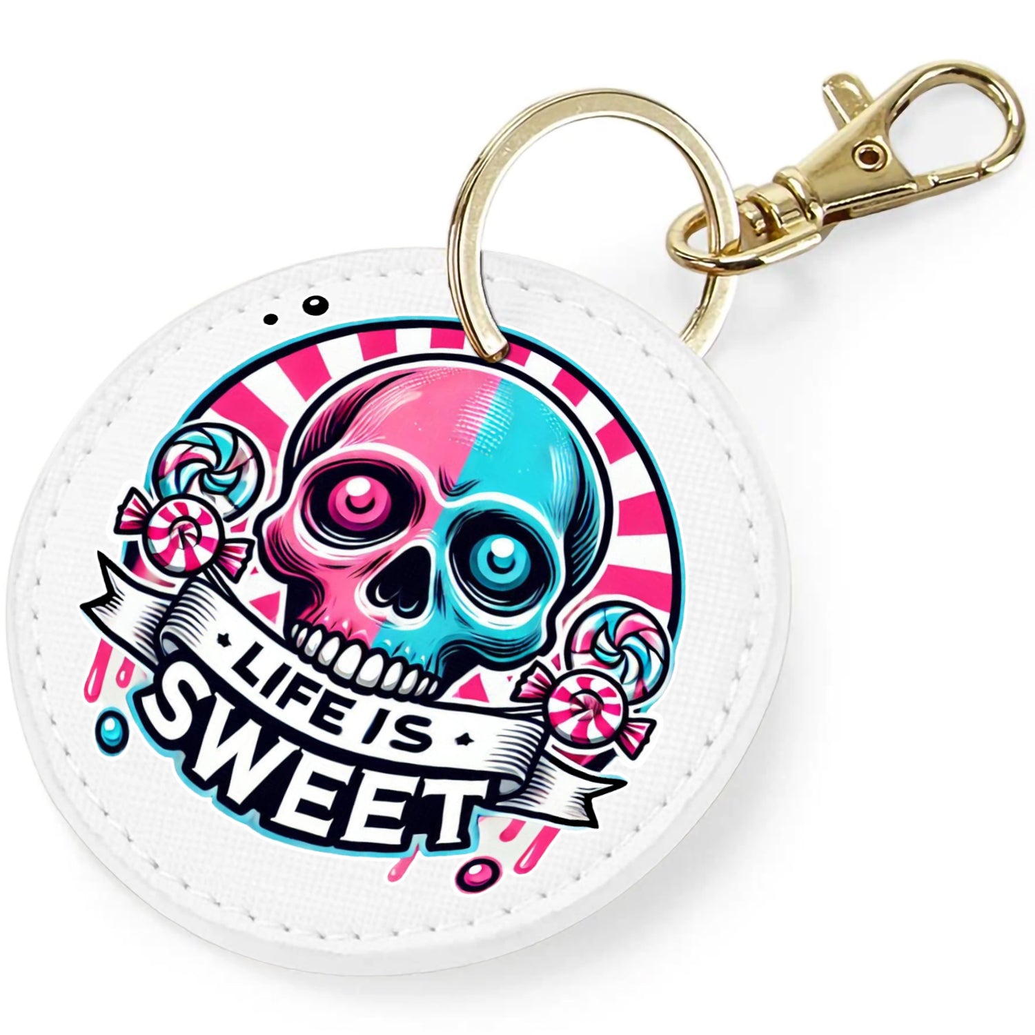 Candy Cabs Life Is Sweet 'Skull' (Stripes) Keyring Bag Charm