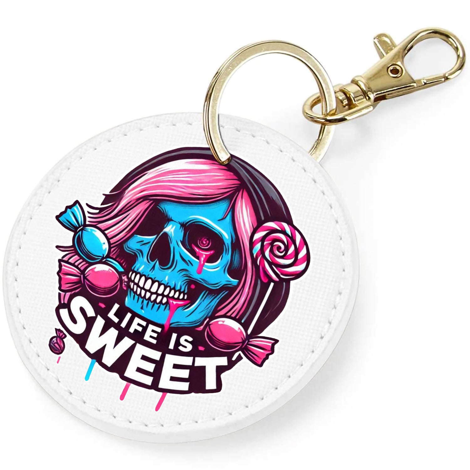Candy Cabs Life Is Sweet 'Skull' (Long Hair) Keyring Bag Charm