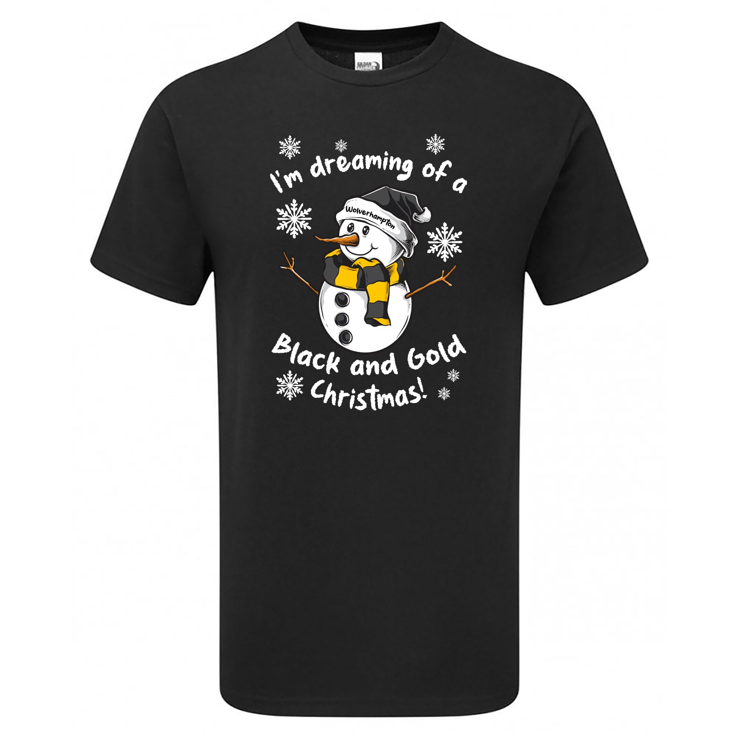 Wolverhampton Black & Gold Christmas Snowman Children's Tshirt