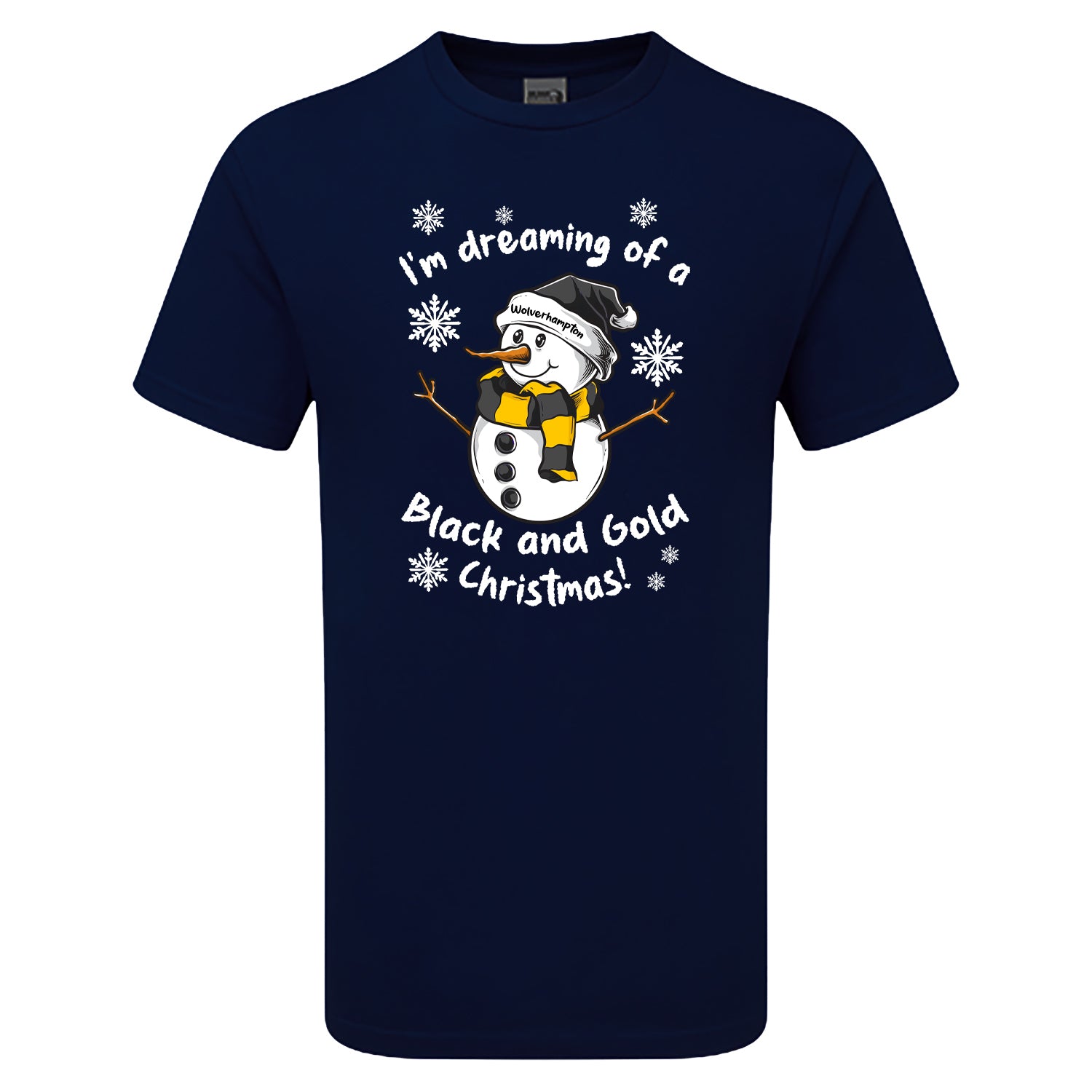 Wolverhampton Black & Gold Christmas Snowman Children's Tshirt