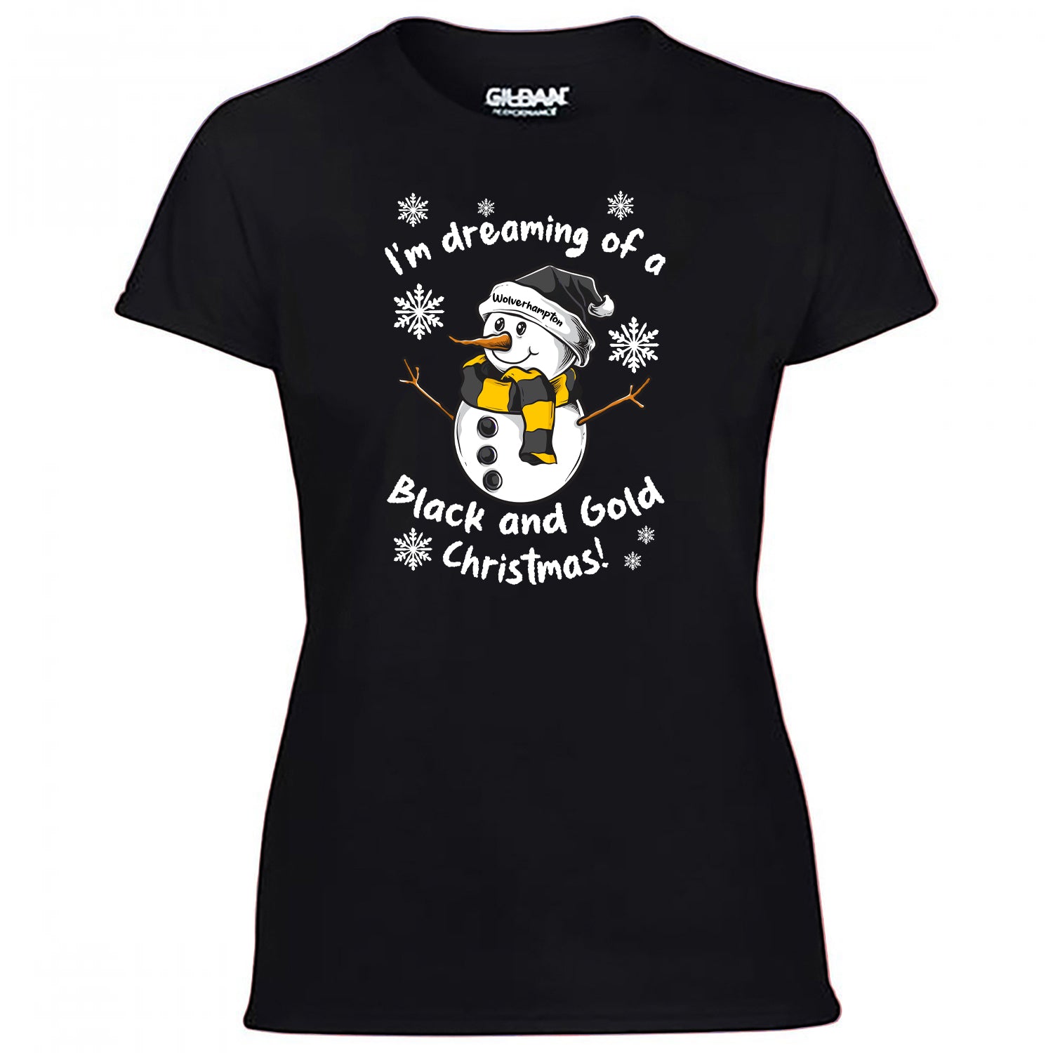 Wolverhampton Black & Gold Christmas Snowman Women's Tshirt