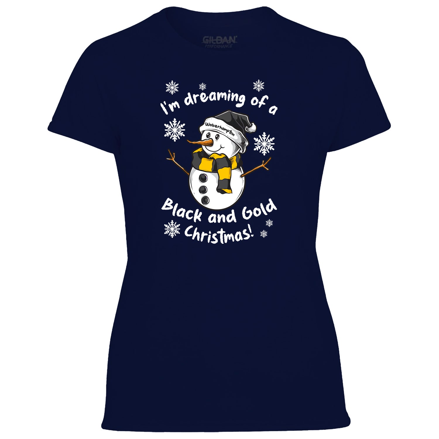 Wolverhampton Black & Gold Christmas Snowman Women's Tshirt