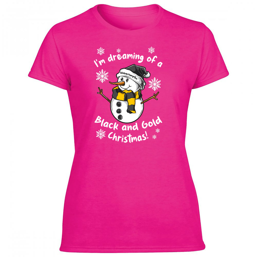 Wolverhampton Black & Gold Christmas Snowman Women's Tshirt