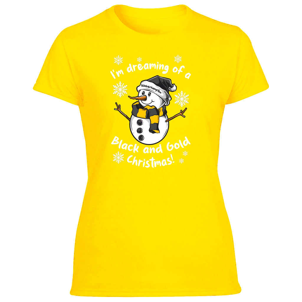 Wolverhampton Black & Gold Christmas Snowman Women's Tshirt