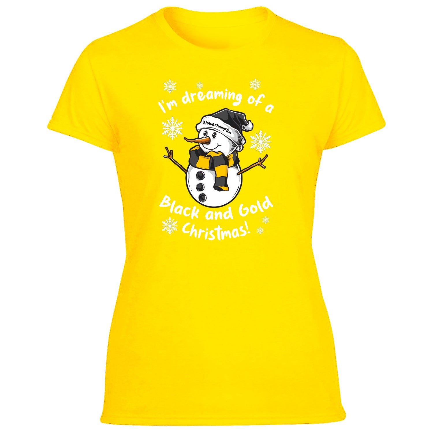 Wolverhampton Black & Gold Christmas Snowman Women's Tshirt
