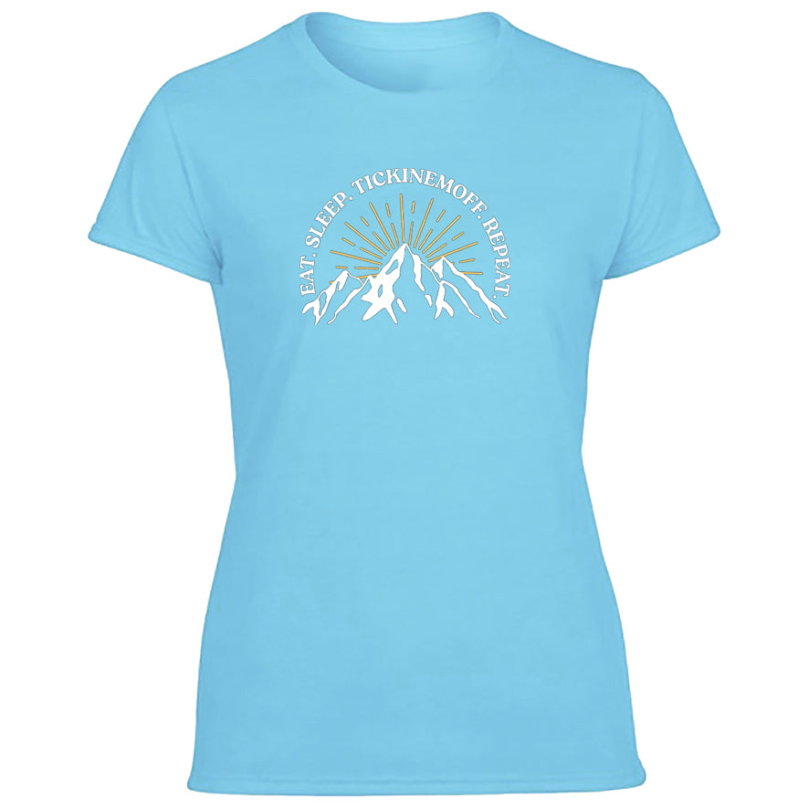 TickinEmOff Women's Tshirt (Eat. Sleep. TickinEmOff. Repeat.)