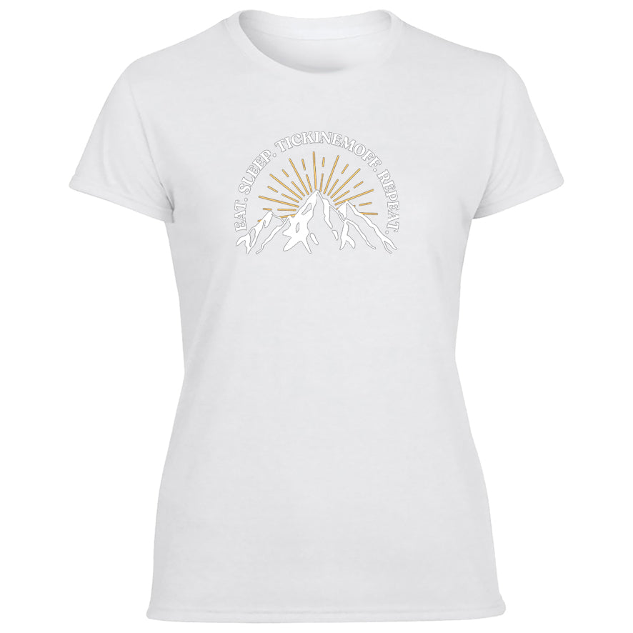 TickinEmOff Women's Tshirt (Eat. Sleep. TickinEmOff. Repeat.)